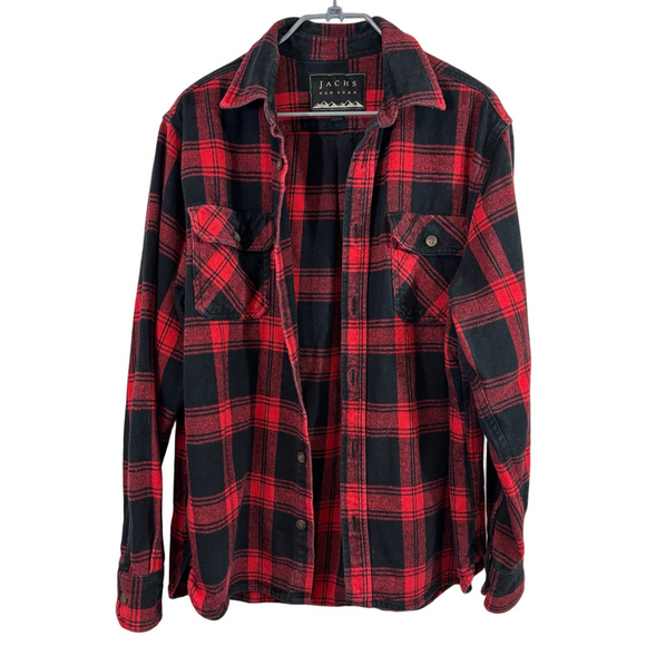 JACHS NEW YORK Other - JACHS New York Men’s Red & Black Plaid Shirt Jacket Shacket Size Large